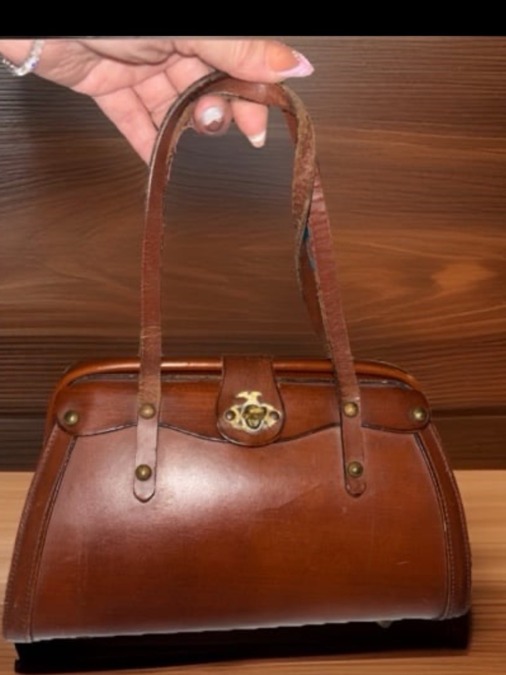 Vintage 1960s John Romain leather handbag, consistent with medicine bag style
